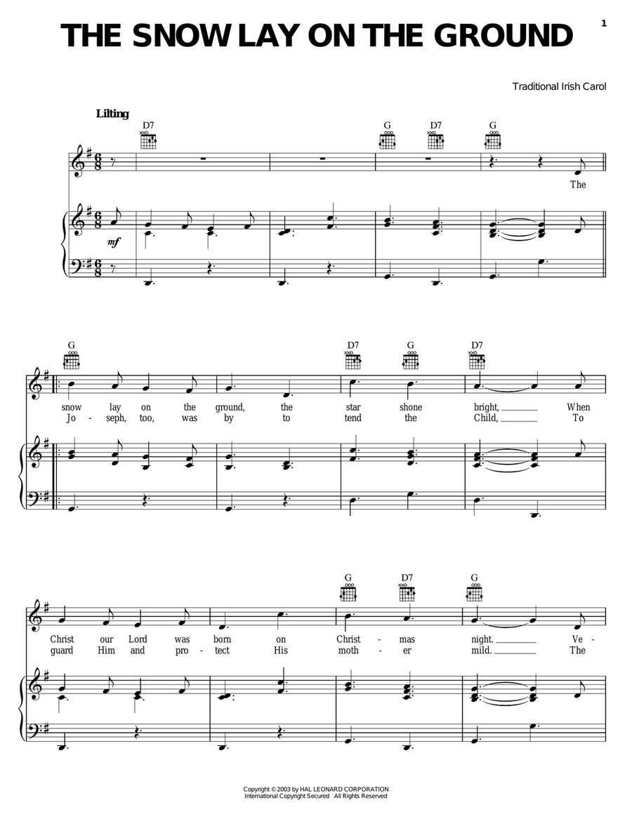 The Snow Lay On The Ground Piano, Vocal, Guitar scores gallery preview page 1