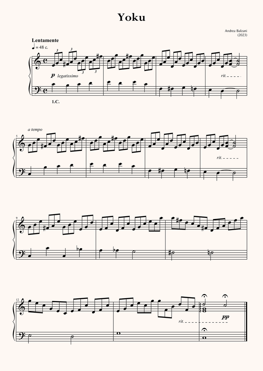 Yoku [PIANO SCORE] (foglio album) Easy Piano scores gallery preview page 2