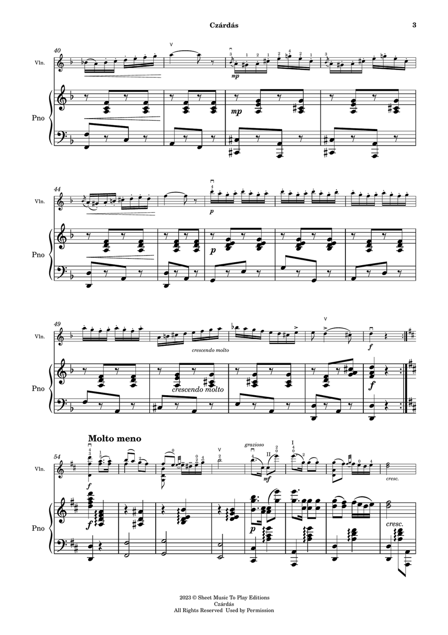 Czardas - Violin and Piano (Full Score) Violin Solo scores gallery preview page 4