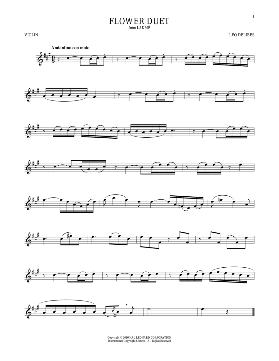 Flower Duet Flower Duet Violin Solo scores gallery preview page 1