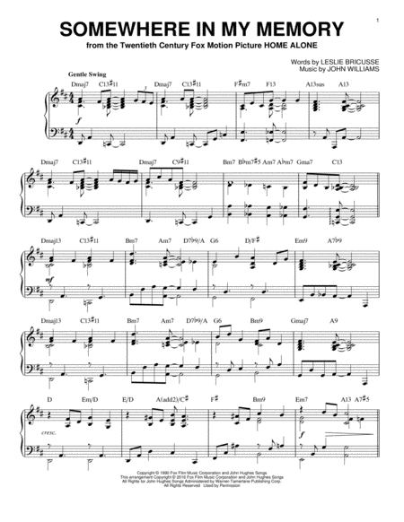 Somewhere In My Memory [Jazz version] (from Home Alone) (arr. Brent Edstrom)