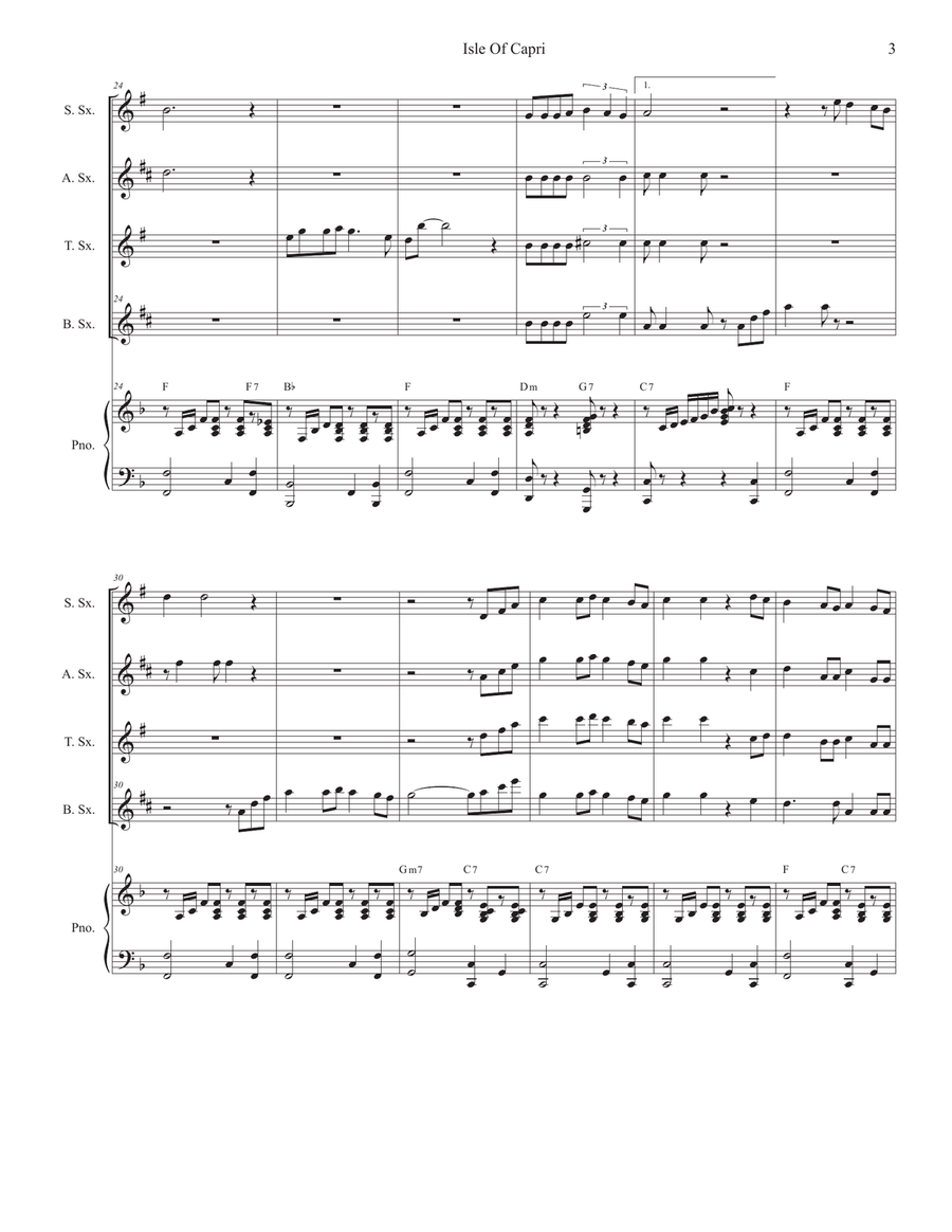 Isle Of Capri Saxophone Quartet scores gallery preview page 3