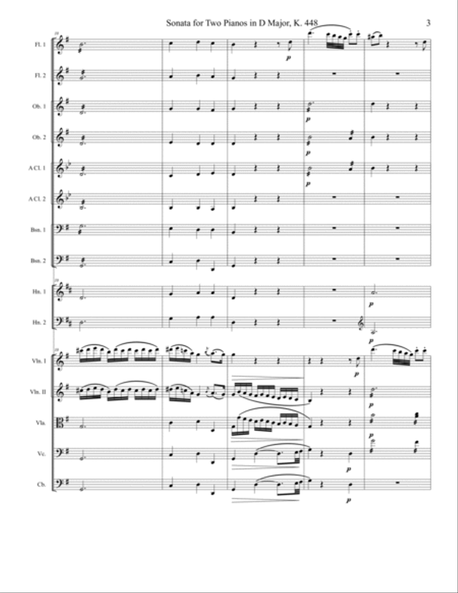Sonata for Two Pianos in D Major, K. 448, Movement 2 Full Orchestra scores gallery preview page 3