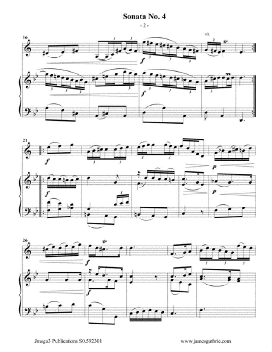 Vivaldi: Sonata No. 4 for Baritone Horn & Piano Baritone Horn scores gallery preview page 2