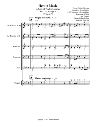 Heroic Music - A Suite of Twelve Marches (Complete) (Brass Quintet - 2 Trp, 1 Hrn, 1 Trb, 1 Tuba, T)
