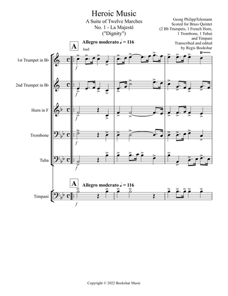 Heroic Music - A Suite of Twelve Marches (Complete) (Brass Quintet - 2 Trp, 1 Hrn, 1 Trb, 1 Tuba, T)
