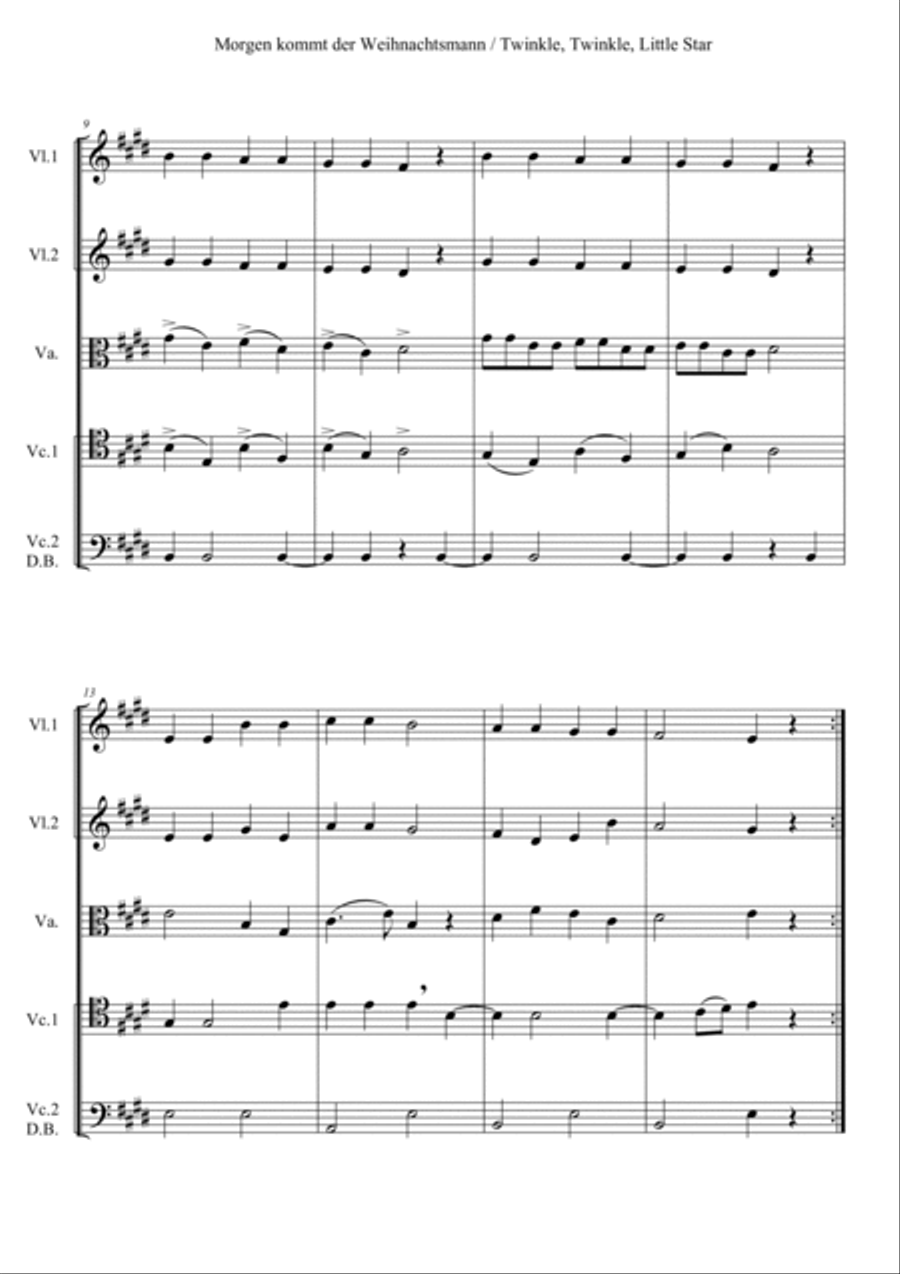 Twinkle, Twinkle, Little Star String Quintet scores gallery preview page 2