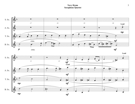 Navy Hymn (Eternal Father, Strong to Save) - Saxophone Quartet (SATB or AATB) image number null