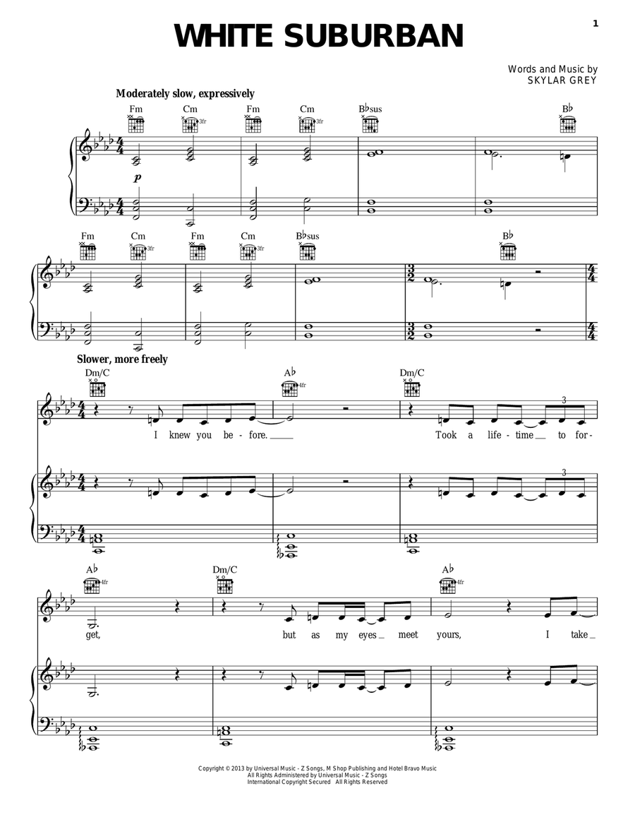 White Suburban Acoustic Guitar scores gallery preview page 1