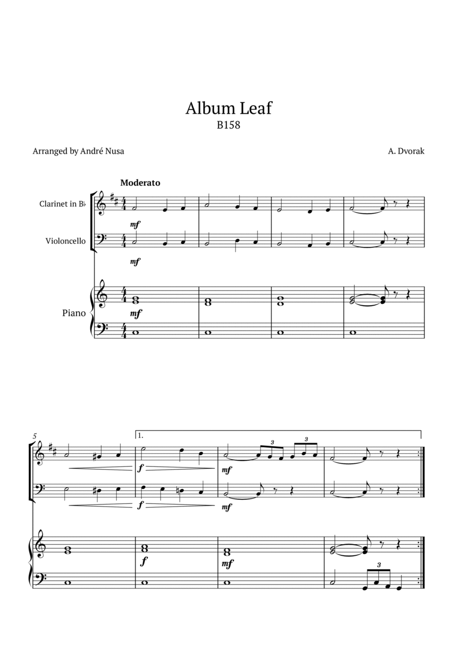 Album Leaf B158 B-Flat Clarinet scores gallery preview page 1