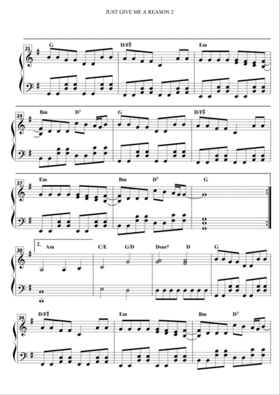 Just Give Me A Reason Piano Solo scores gallery preview page 2