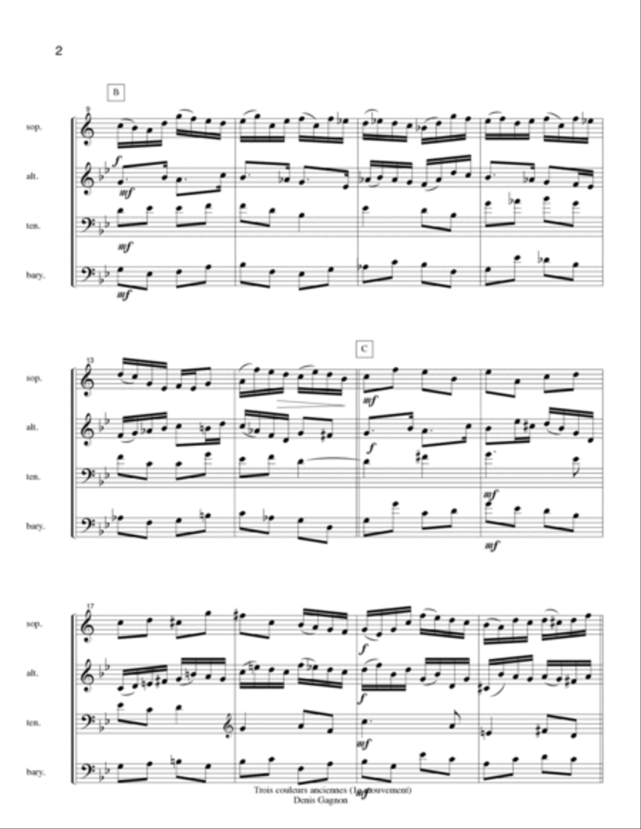 3 Couleurs anciennes / pour Quatuor de Saxophones / (1er Mouvement) image number null