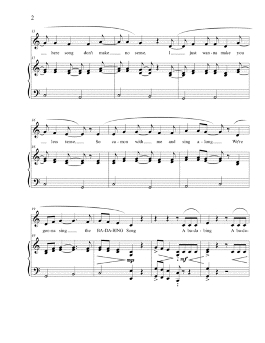 The Ba-Da-Bing Song Voice scores gallery preview page 2