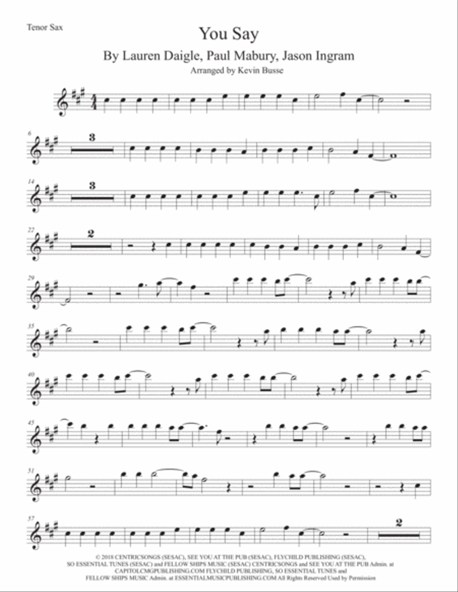 You Say Tenor Saxophone scores gallery preview page 1