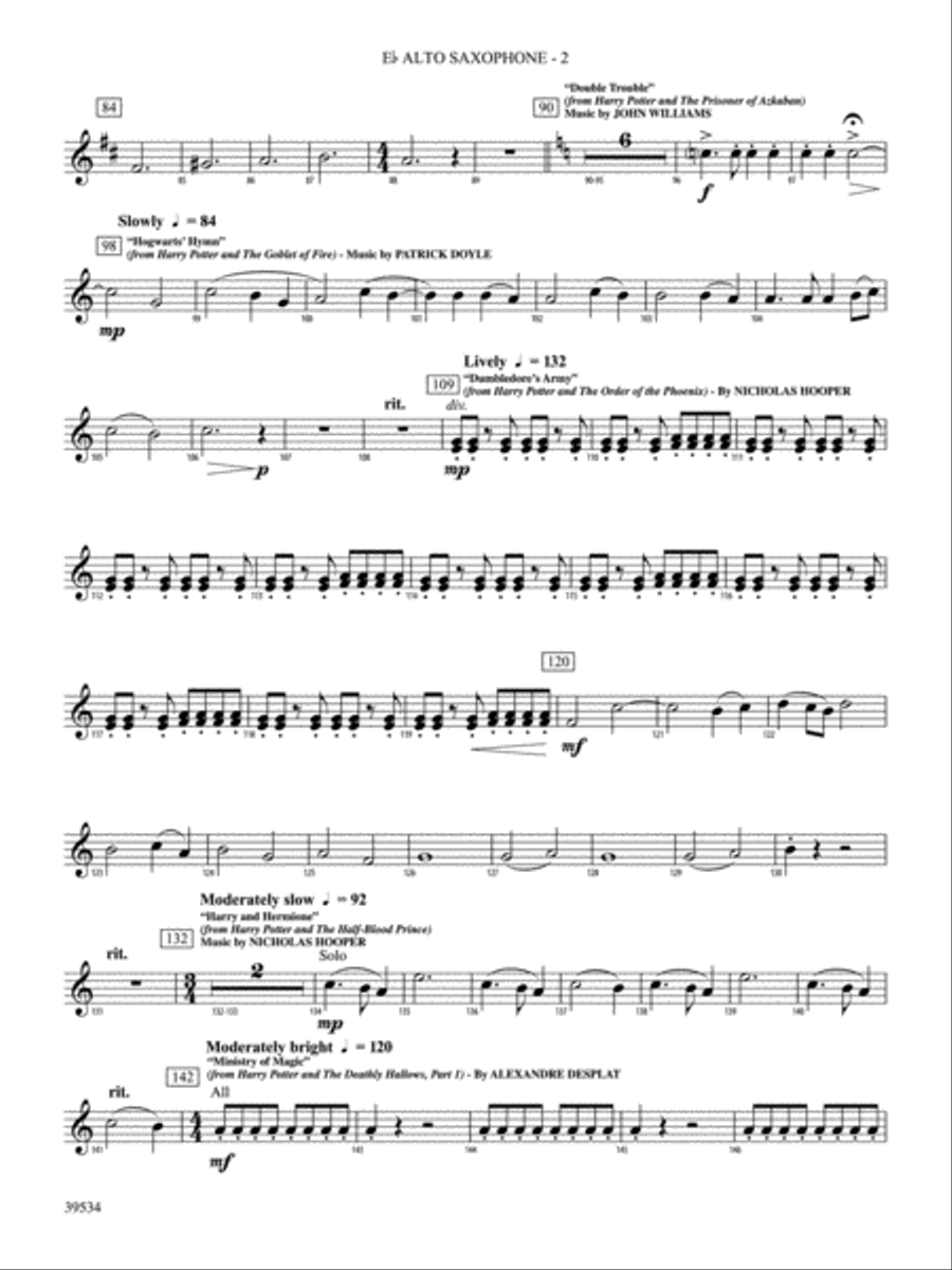 The Magic of Harry Potter: E-flat Alto Saxophone Concert Band scores gallery preview page 2