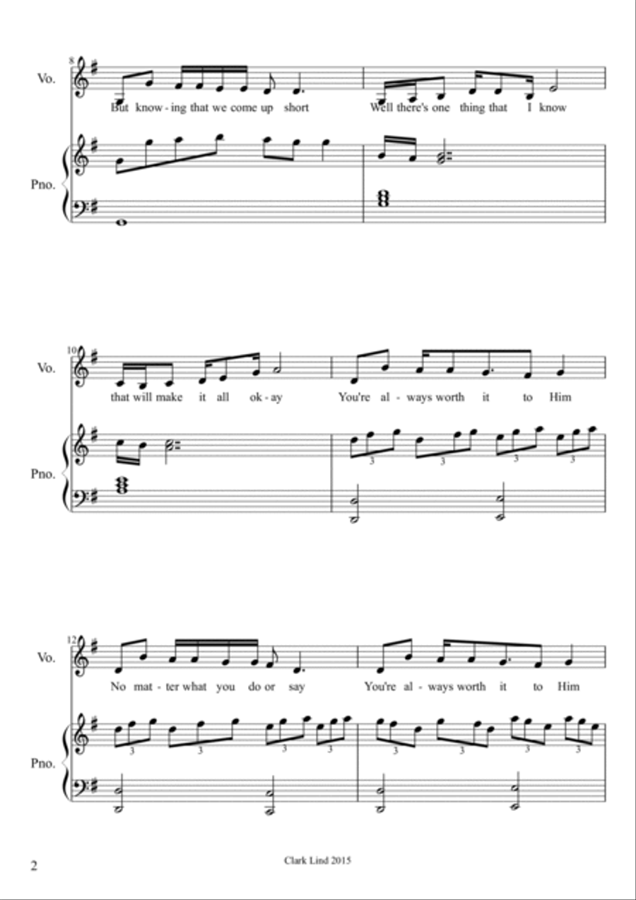 Worth it to Him Voice scores gallery preview page 2
