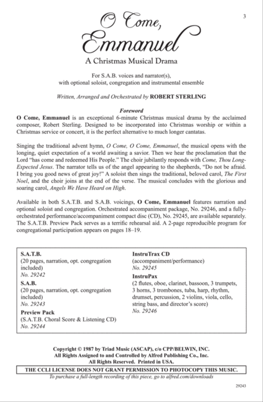 O Come, Emmanuel 3-Part scores gallery preview page 3