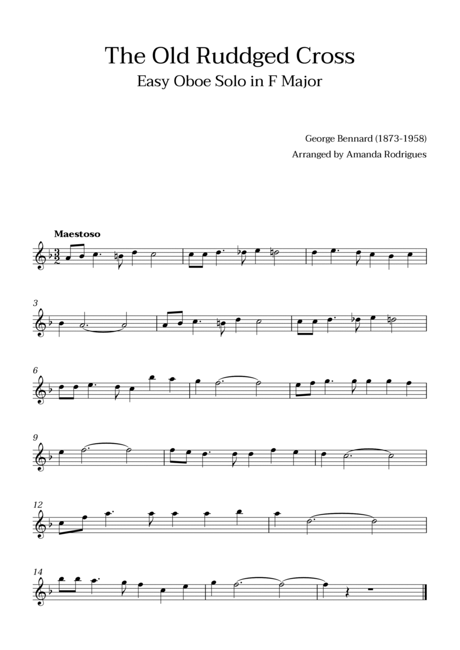 The Old Rugged Croos in F Major - Easy Clarinet in Bb Solo B-Flat Clarinet scores gallery preview page 1