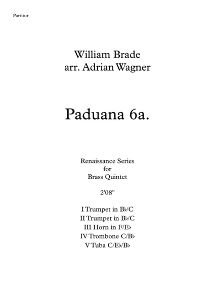 Paduana 6a. (William Brade) Brass Quintet arr. Adrian Wagner image number null