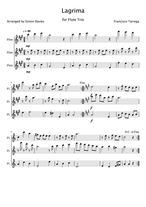 Làgrima - Francisco Tàrrega (for flute trio)