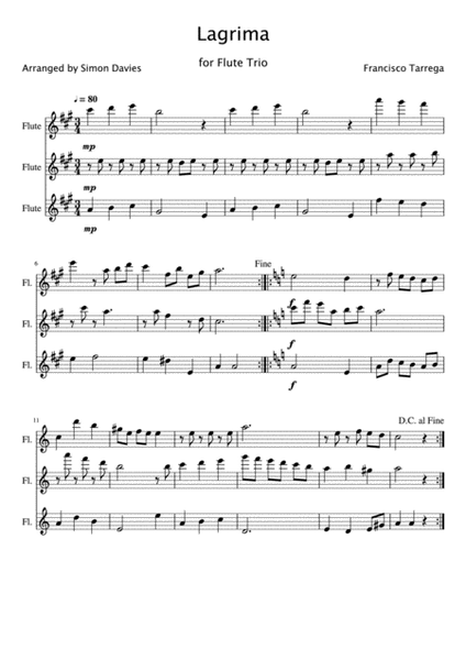 Làgrima - Francisco Tàrrega (for flute trio) image number null
