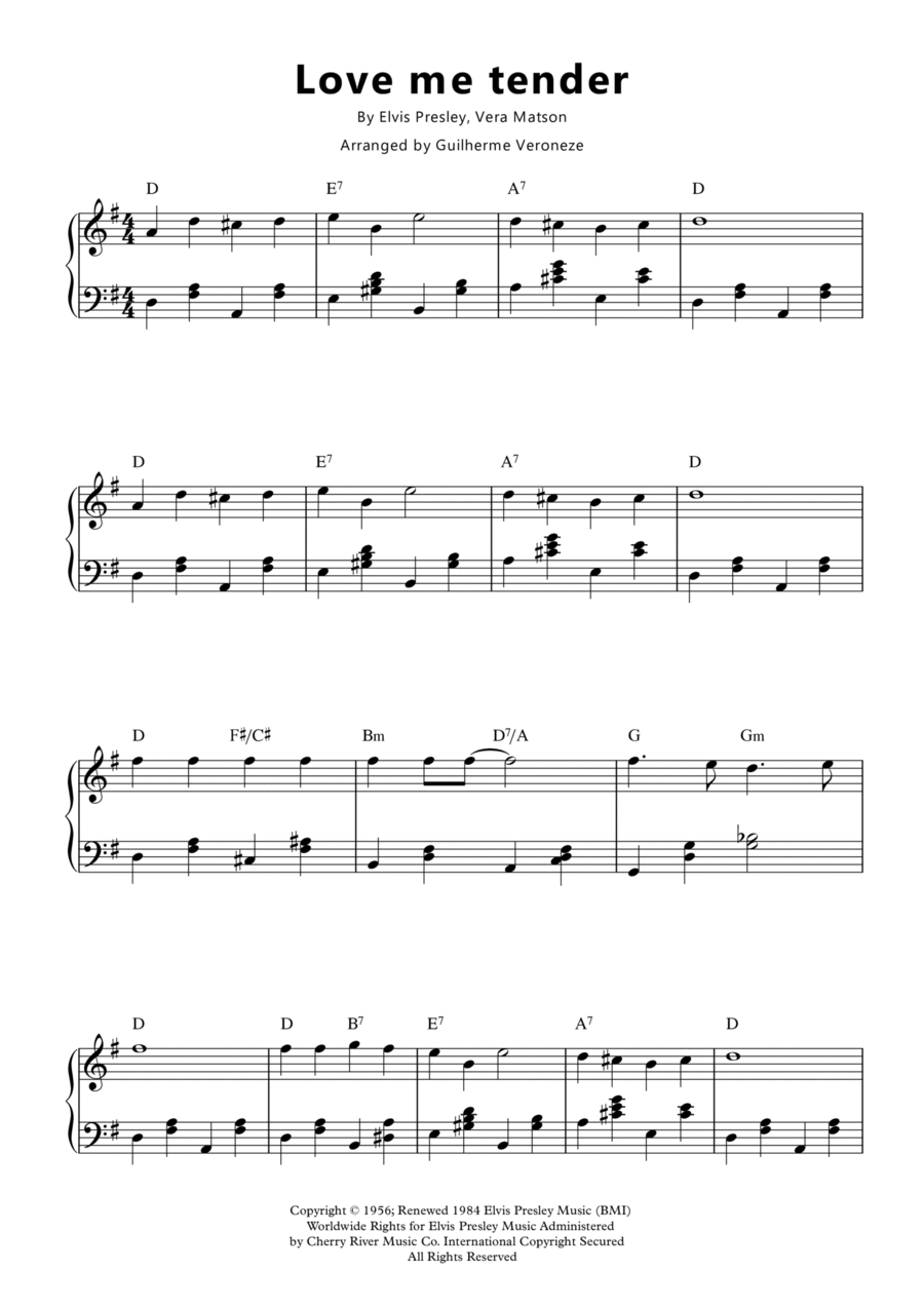 Love Me Tender Piano Solo scores gallery preview page 1