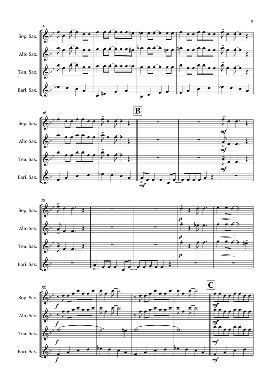 Candyman Saxophone Quartet scores gallery preview page 3