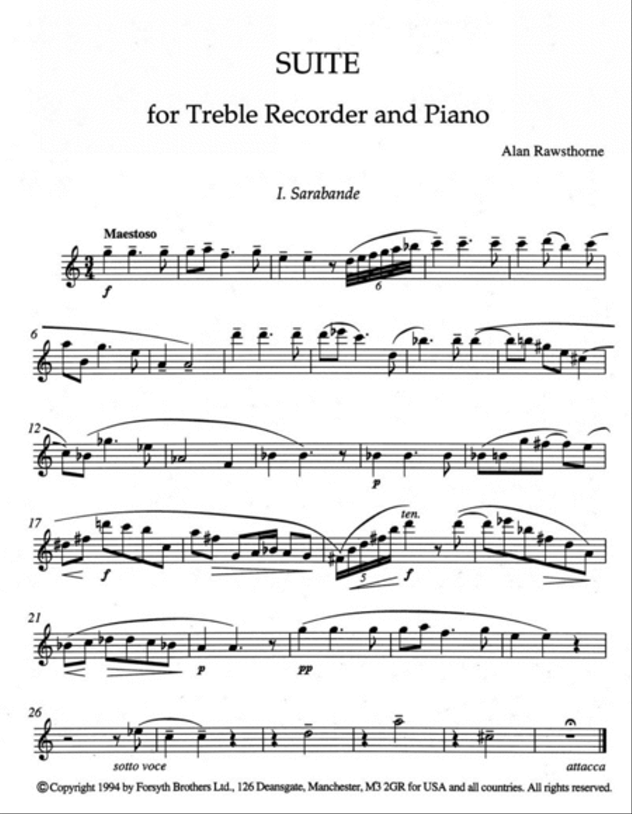 Suite for Treble Recorder and Piano Alto Recorder scores gallery preview page 2