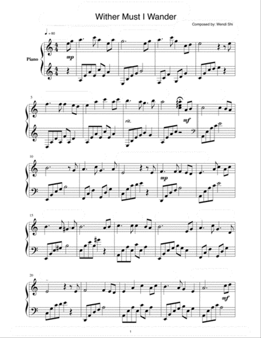 Whither Must I Wander Whither Must I Wander Piano Solo scores gallery preview page 1