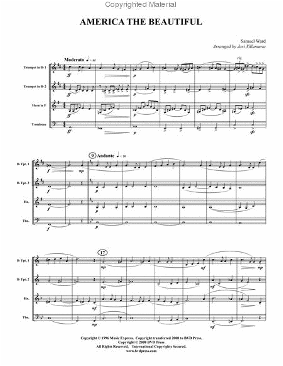 America the Beautiful Brass Quartet scores gallery preview page 2