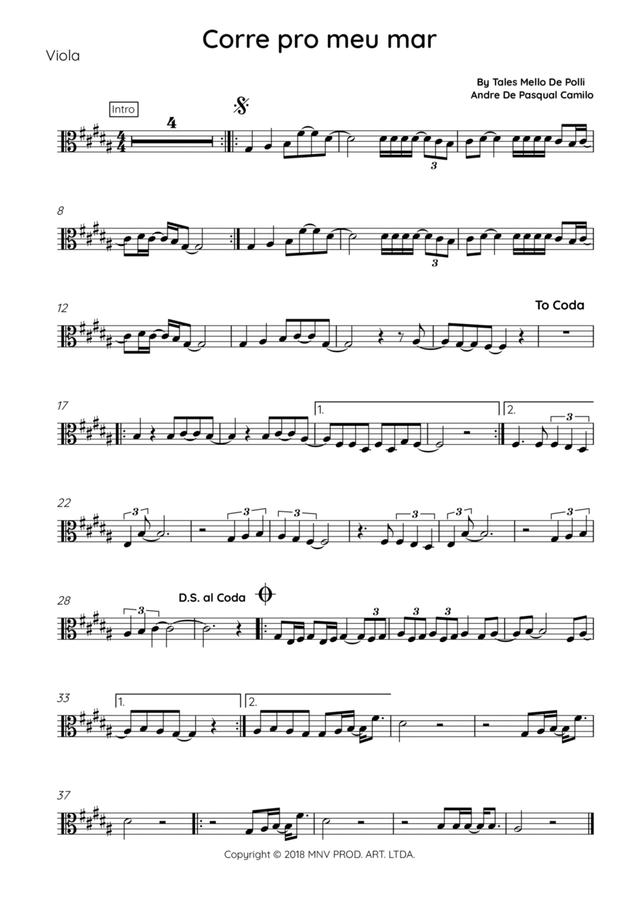 Corre Pro Meu Mar Corre Pro Meu Mar Viola Solo scores gallery preview page 1