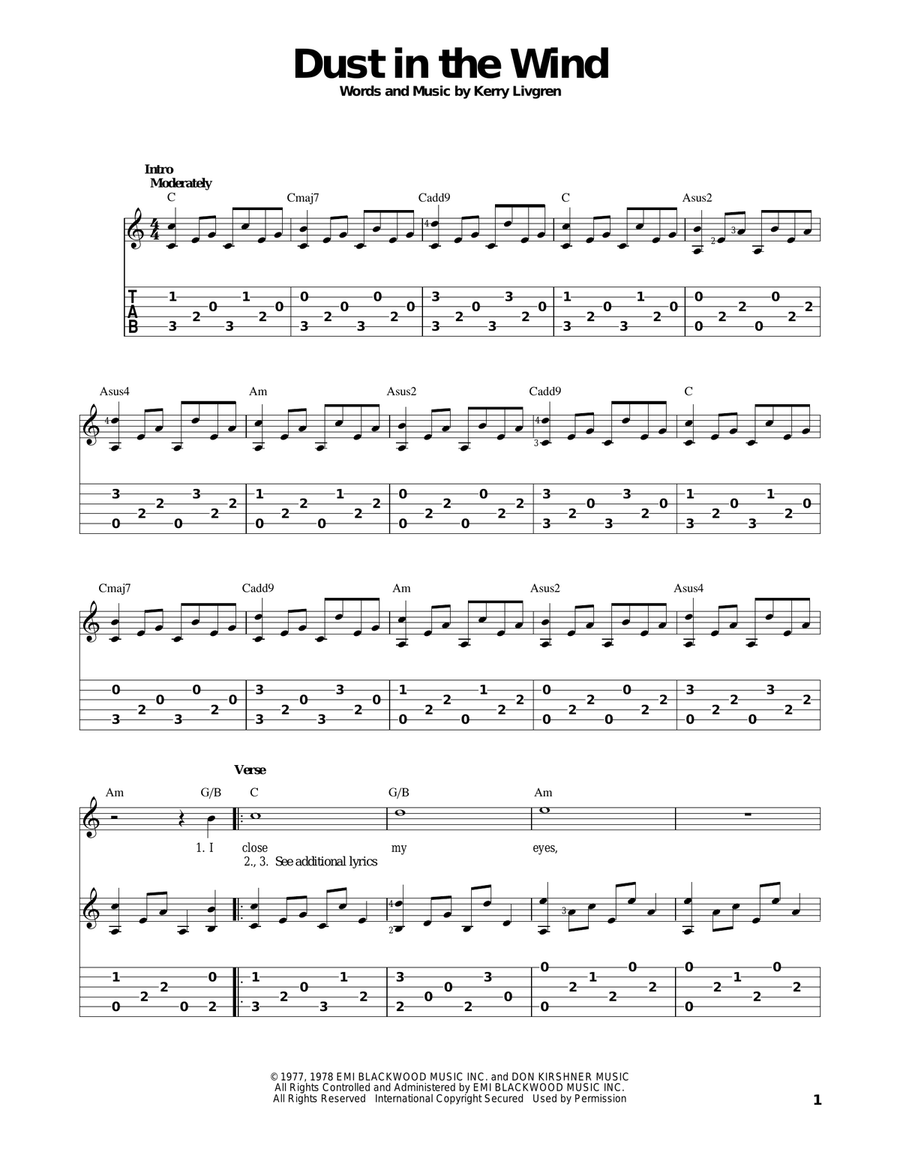 Dust In The Wind Dust In The Wind Acoustic Guitar scores gallery preview page 1
