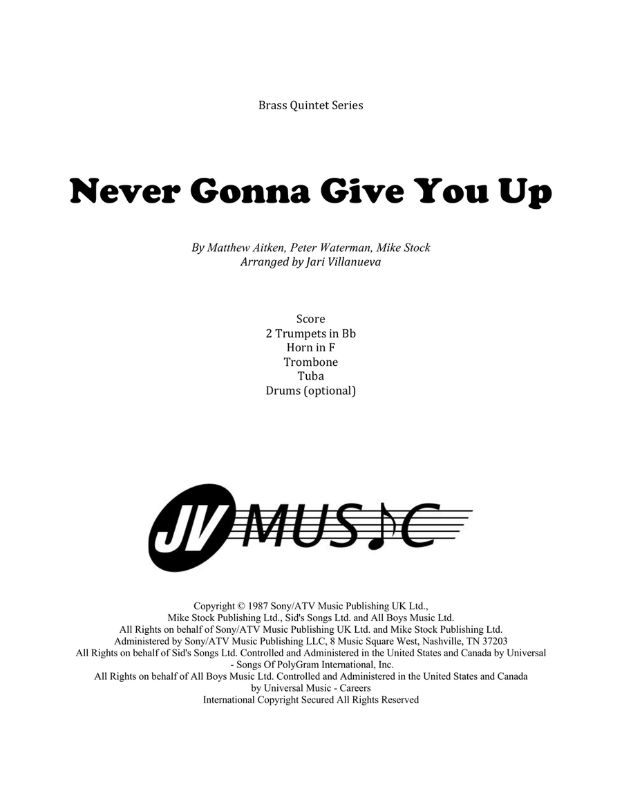 Never Gonna Give You Up Small Ensemble scores gallery preview page 1