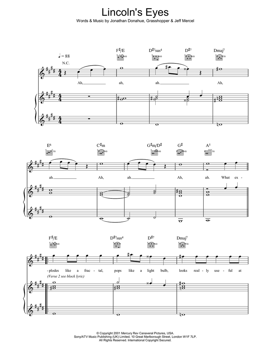 Lincoln's Eyes Lincoln's Eyes Piano, Vocal, Guitar scores gallery preview page 1