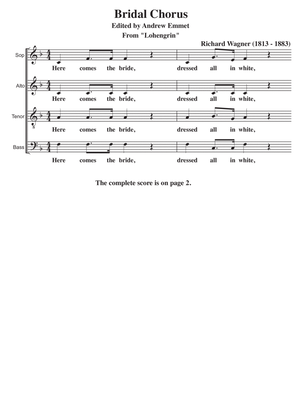 Bridal Chorus (Here Comes The Bride) A Cappella SATB