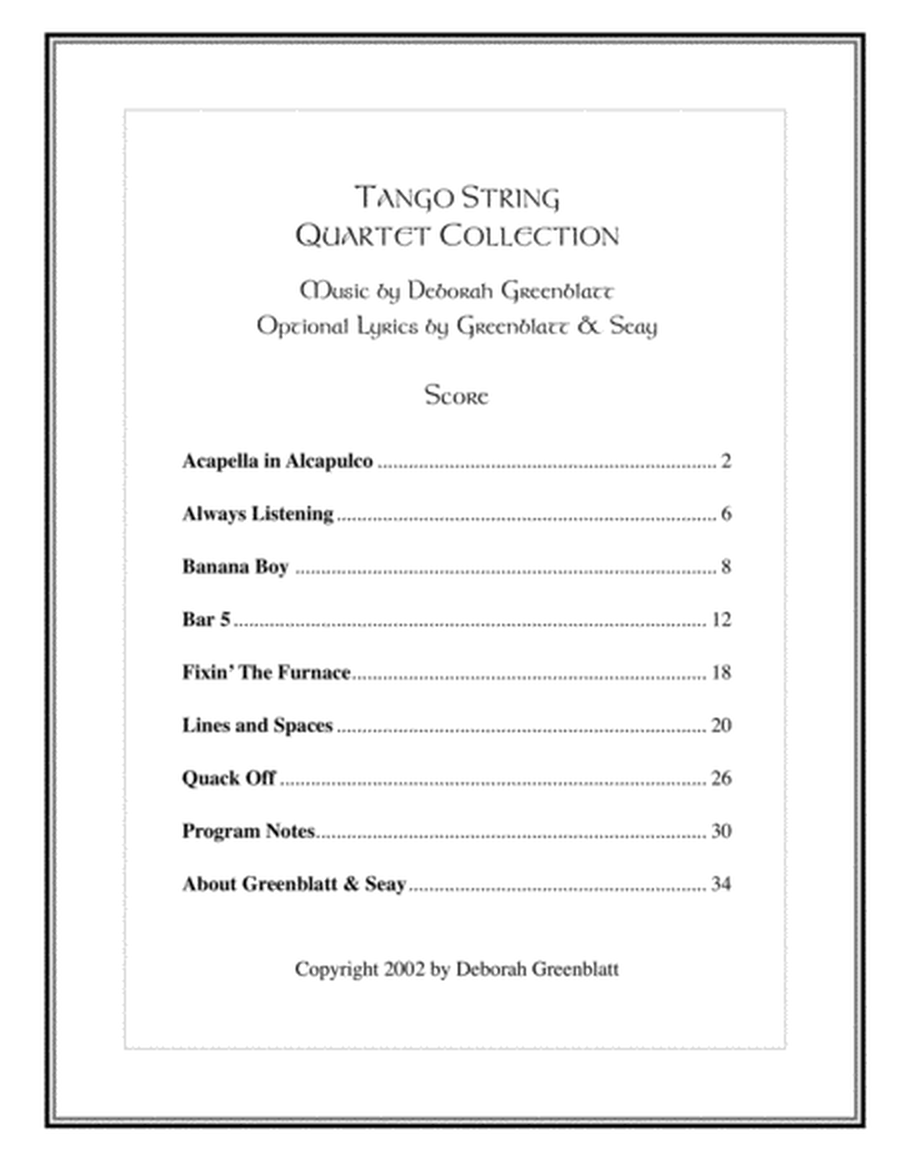Tango String Quartet Collection - Score