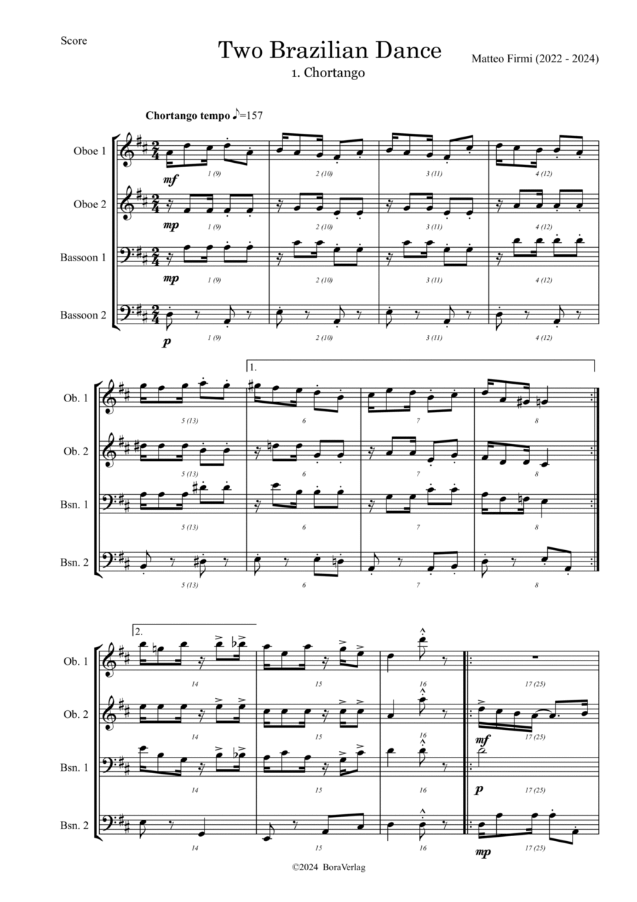 Two Brazilian dance Woodwind Quartet scores gallery preview page 1