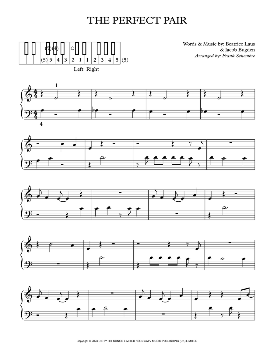 The Perfect Pair Easy Piano scores gallery preview page 1