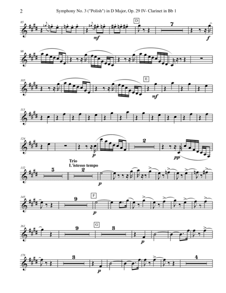 Tchaikovsky Symphony No. 3, Movement IV - Clarinet in Bb 1 (Transposed Part), Op. 29