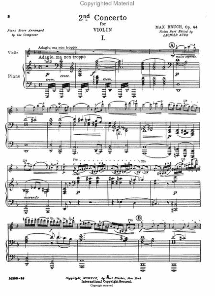 Concerto No. 2 In D Minor by Max Bruch Violin Solo - Sheet Music