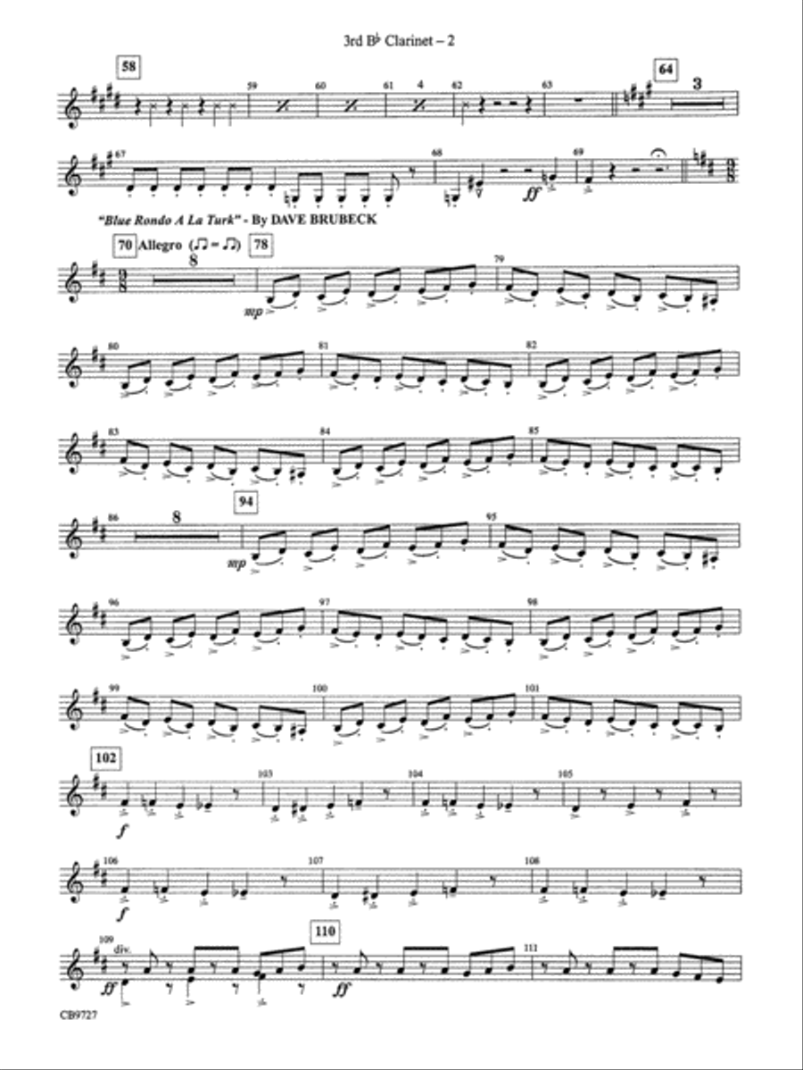Dave Brubeck: It's About Time: 3rd B-flat Clarinet Concert Band scores gallery preview page 2