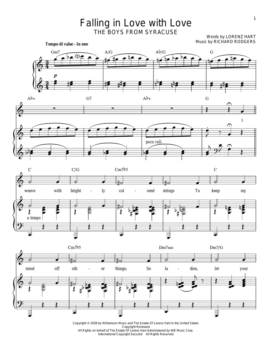 Falling In Love With Love Piano, Vocal scores gallery preview page 1