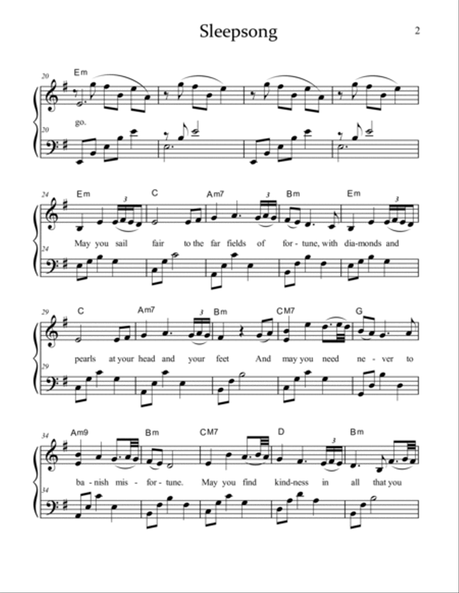 Sleepsong Piano, Vocal, Guitar scores gallery preview page 2