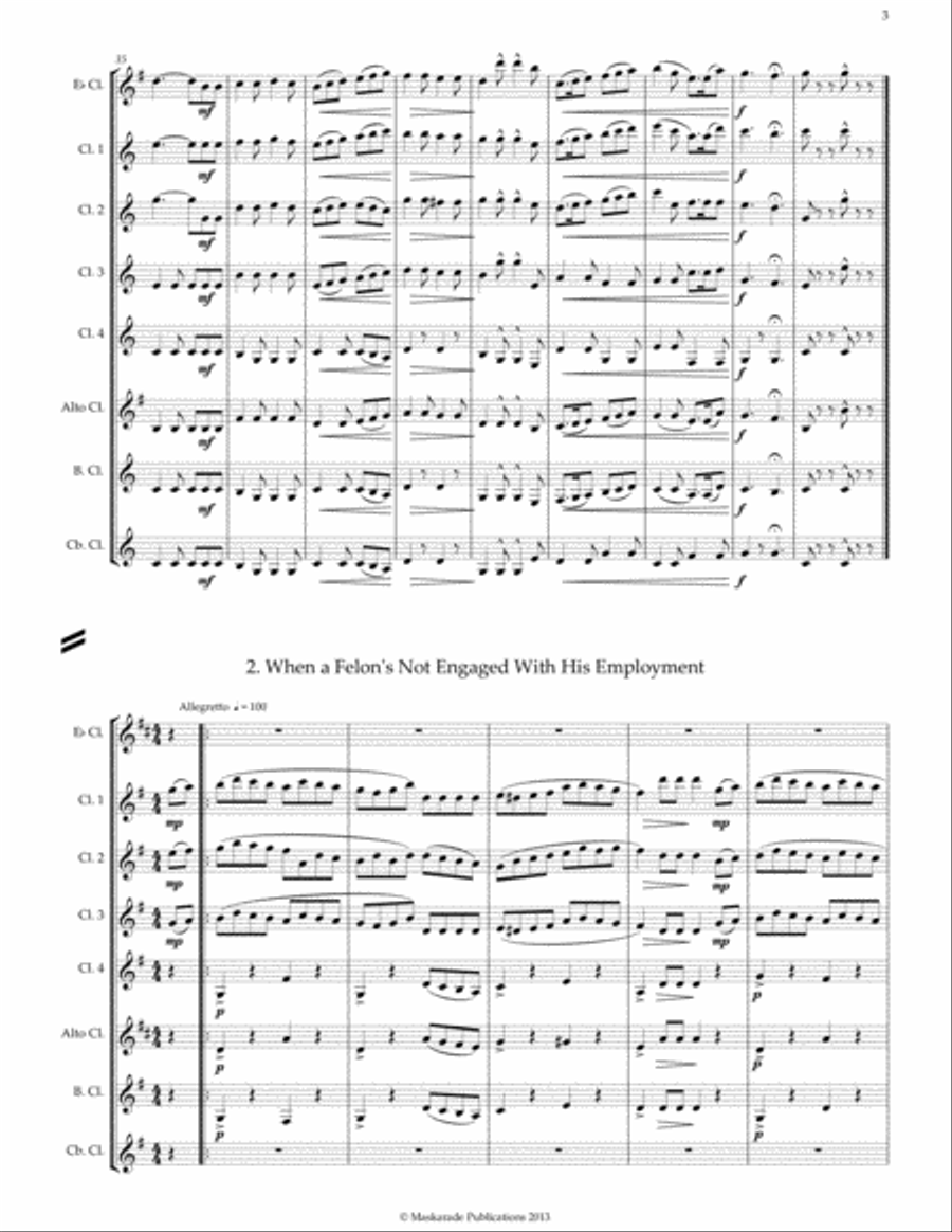 Pirates of Penzance Suite Clarinet Choir scores gallery preview page 3