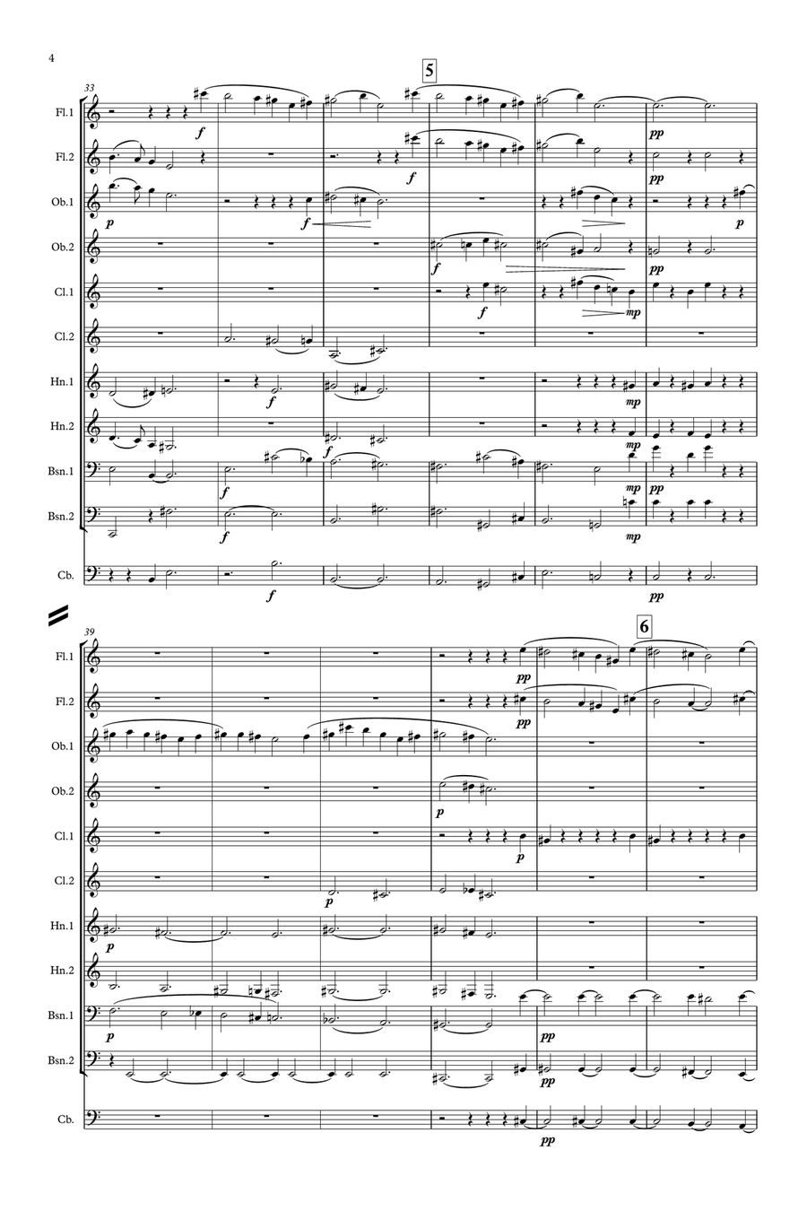 Delius: On hearing the first cuckoo in Spring - symphonic wind Woodwind Quintet scores gallery preview page 4