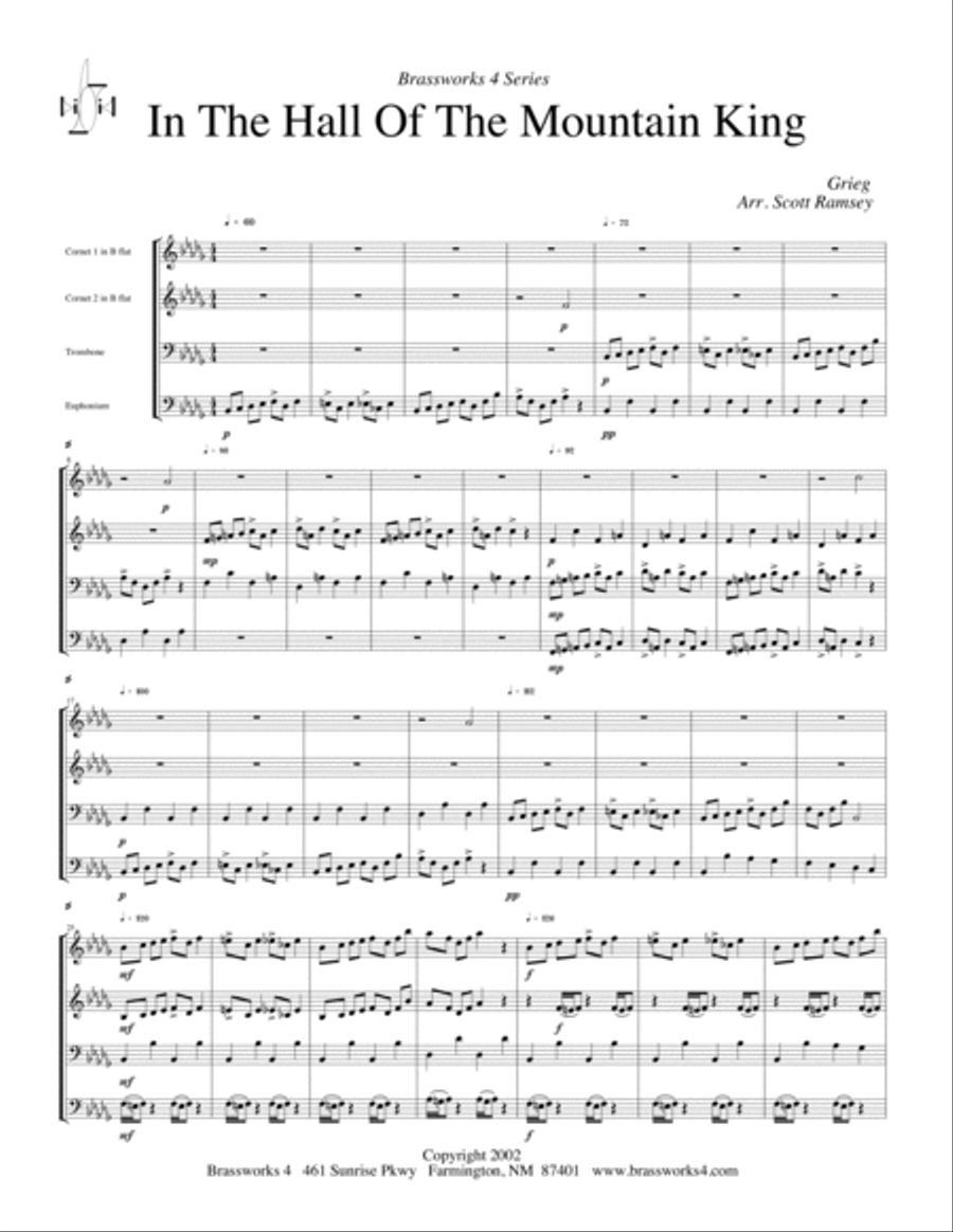 In The Hall of the Mountain King Brass Quartet scores gallery preview page 2