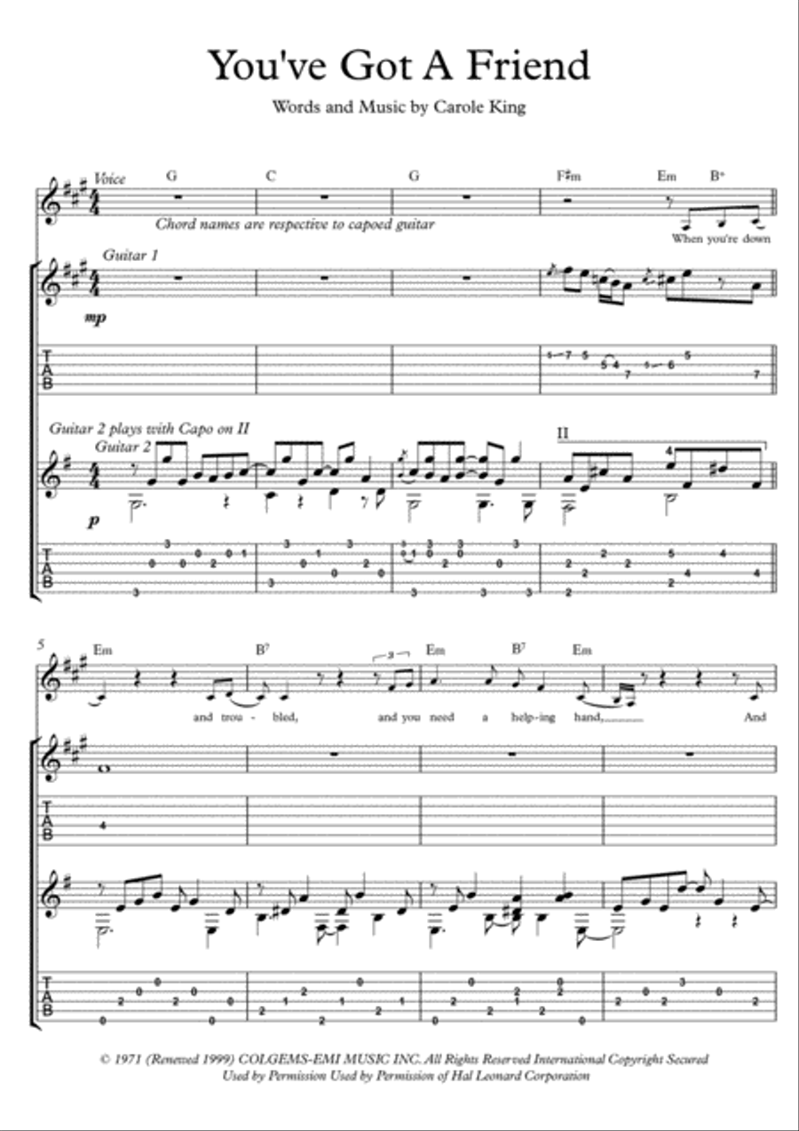 You've Got A Friend Electric Guitar scores gallery preview page 1