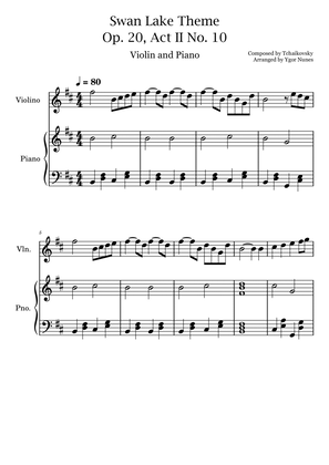 Swan Lake Theme - Tchaikovsky - Violin and Piano