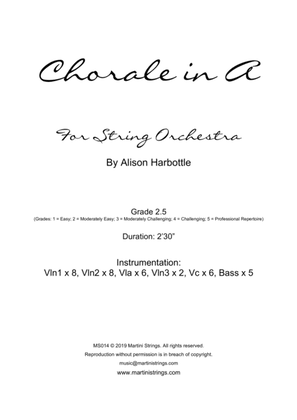 Chorale in A, for String Orchestra