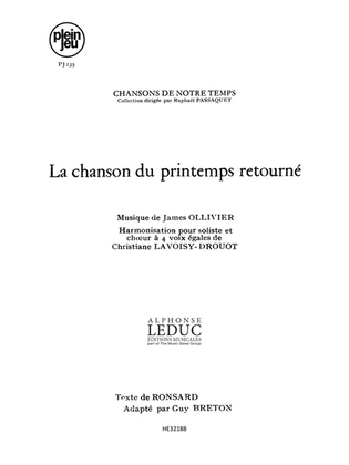 Ollivier Chansons De Notre Temps Pj235 Chanson Du Printemps 4 Part